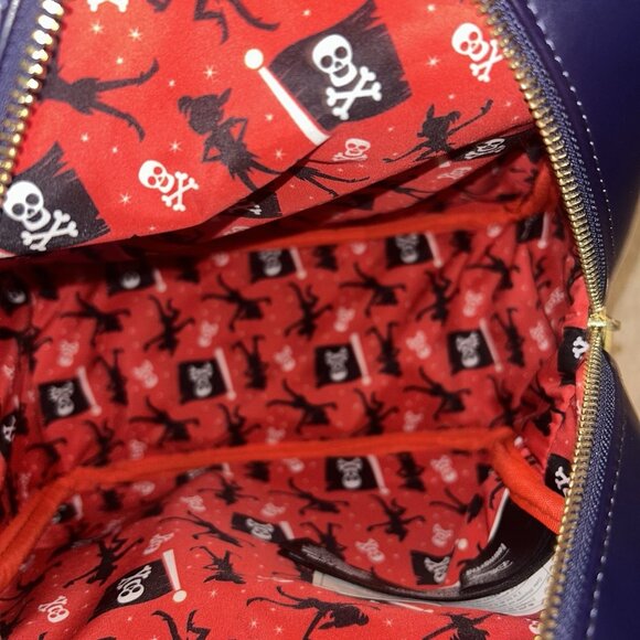 Loungefly Disney Captain Hook Peter Pan Tinkerbell Blue Mini Backpack Purse - Picture 8 of 12